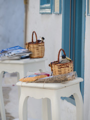 Amorgos,Greece-August 3,2017.One of the small shops in Amorgos selling local products