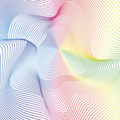 Wavy background of lines. Bright dynamic surface with effect of optical illusion. Vector.