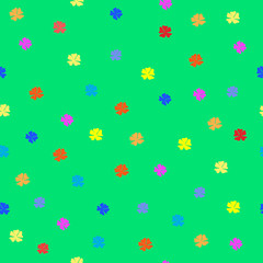 Simple vector seamless pattern. Flowers on a green background. 