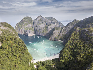 Aerial view: Koh Phi Phi in Thailand. The famous Maya bay.