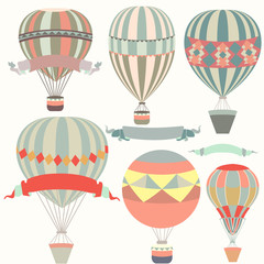 Collection of air balloons in vintage style