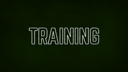 Training text on chalkboard concept
