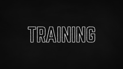 Training text on chalkboard concept