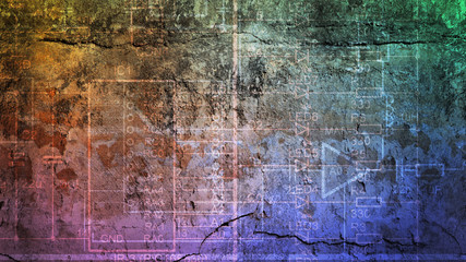 3D rendering of a multilayer color texture for a background based on a concrete and stone