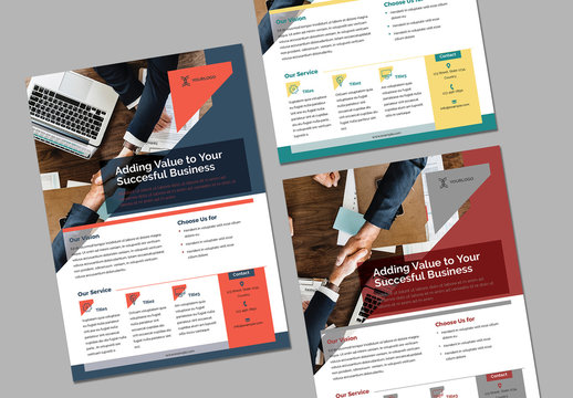 Business Flyer Layout with Geometric Elements