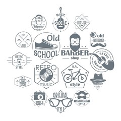 Hipster logo vintage icons set. Simple illustration of 16 hipster logo vintage vector icons for web