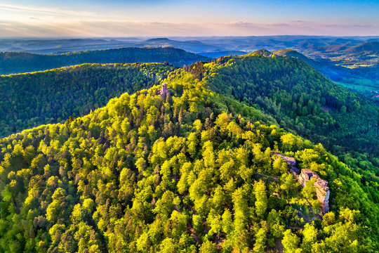 Chateau de Loewenstein, a ruined castle in the Northern Vosges Mountains - Bas-Rhin, France