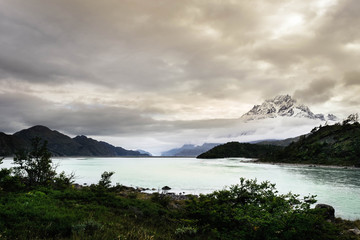 Lake Grey and Cerro Paine Grande in Torres del Paine National Park, Patagonia, Chile