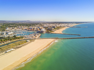 Fototapeta na wymiar Aerial view of luxurious and touristic Vilamoura, Algarve, Portugal