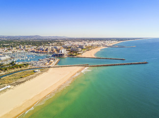 Fototapeta na wymiar Aerial view of luxurious and touristic Vilamoura, Algarve, Portugal