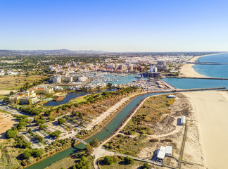 Aerial view of luxurious and touristic Vilamoura, Algarve, Portugal