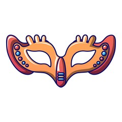 On eyes carnival mask icon. Cartoon of on eyes carnival mask vector icon for web design isolated on white background