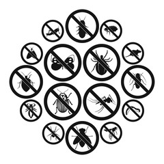 No insect sign icons set in simple style for any design