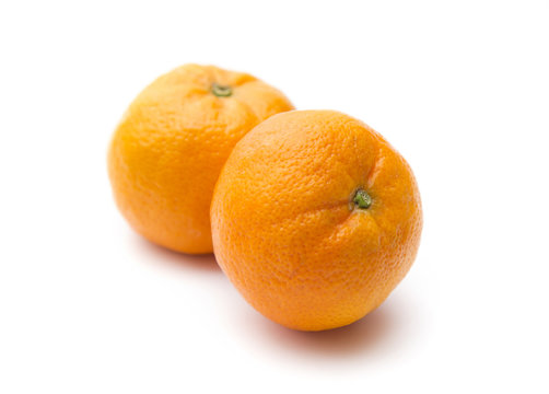 Fresh Mandarin Oranges on a White Background
