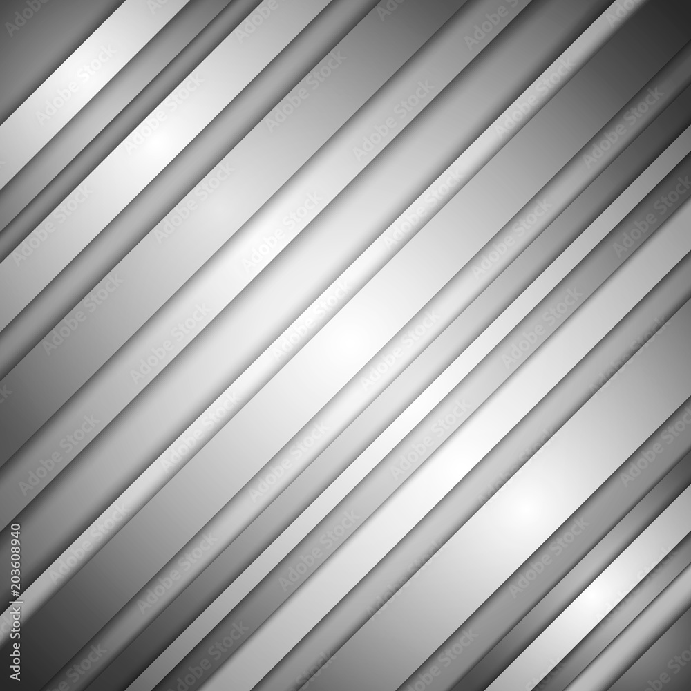 Wall mural Grey business striped abstract background with lines and shadow. Vector ilustration