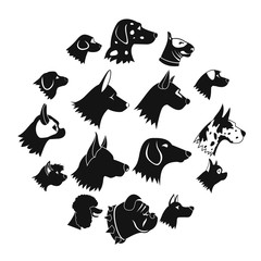 Dog Icons set in simple style isolated on white background