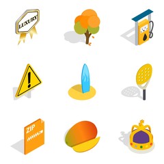 Running icons set. Isometric set of 9 running vector icons for web isolated on white background