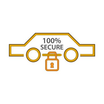 Secure car icon, flat design. Illustrations protect your car