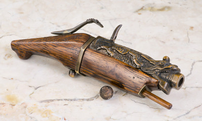 Antique Chinese Matchlock Pistol.