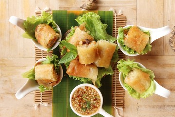 fried spring rolls traditional for appetizer food.