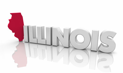 Illinois IL Red State Map Word 3d Illustration
