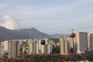 Cableway seen from Palo Verde in Caracas, Venezuela