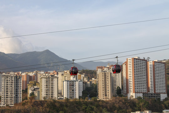 Cableway seen from Palo Verde in Caracas, Venezuela