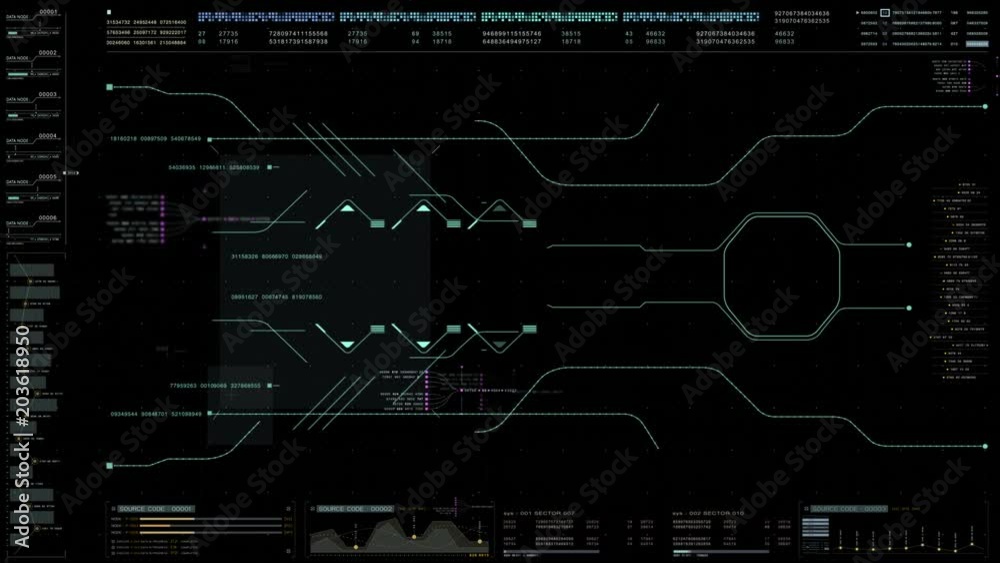 Poster Futuristic hi-tech user interface head up display with digital data information display for background computer desktop screen