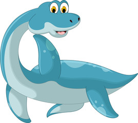 funny ancient shark cartoon posing with smile and waving