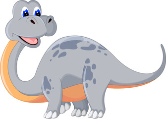 cute brontosaurs cartoon posing with smile and look face