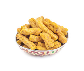Ganthiya Also know as Gathiya, Ghatiya are deep fried Indian snacks made from chickpea flour. They are a popular teatime snack in Gujarat. They are soft and not crunchy like most other Indian snacks