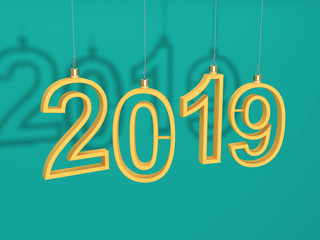     New Year 2019 - 3D Rendered Image 
