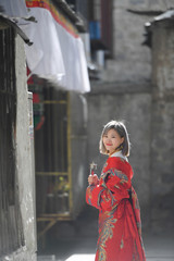 Obraz premium Asian minority woman in Xizang