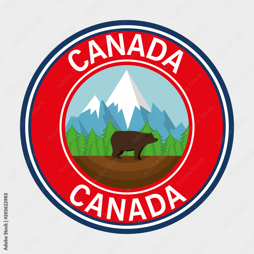 Poster grizzly bear canadian frame vector illustration design