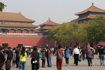 Fototapeta premium People go to the forbidden city in China.