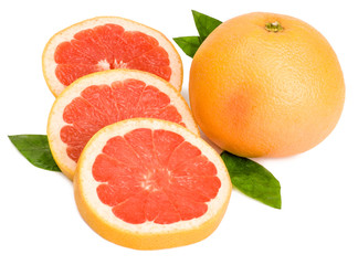 Sliced grapefruit isolated on white background
