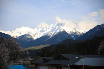 Snow mountain and scenery in Tibet