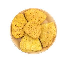 Indian Bakery Food called as Khari Snack, Khari Biscuit or Jeera Khari, Indian Tea Time Snack isolated on white background