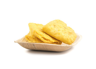Indian Bakery Food called as Khari Snack, Khari Biscuit or Jeera Khari, Indian Tea Time Snack isolated on white background