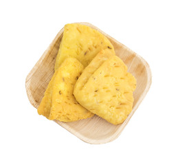 Indian Bakery Food called as Khari Snack, Khari Biscuit or Jeera Khari, Indian Tea Time Snack isolated on white background