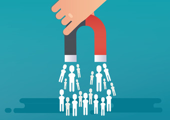 Lead generation concept with magnet. Vector illustration