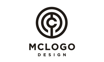 CM CM Rounded Initials Monogram Circular Circle logo design 