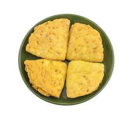 Indian Bakery Food called as Khari Snack, Khari Biscuit or Jeera Khari, Indian Tea Time Snack isolated on white background