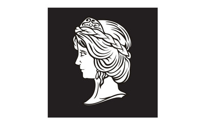 Beauty Greek Myth Woman God Goddess Head Sculpture logo design inspiration