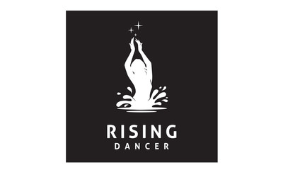 Erotic Sexy silhouette dancing woman, dancer rising from water logo illustration