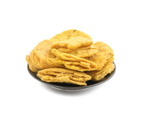 Indian Bakery Food called as Khari Snack, Khari Biscuit or Jeera Khari, Indian Tea Time Snack isolated on white background