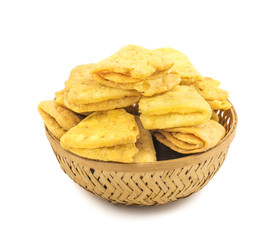 Indian Bakery Food called as Khari Snack, Khari Biscuit or Jeera Khari, Indian Tea Time Snack isolated on white background