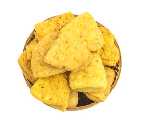 Indian Bakery Food called as Khari Snack, Khari Biscuit or Jeera Khari, Indian Tea Time Snack isolated on white background