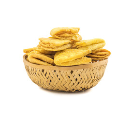Indian Bakery Food called as Khari Snack, Khari Biscuit or Jeera Khari, Indian Tea Time Snack isolated on white background
