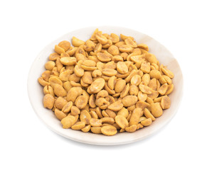 Indian Traditional Snack Food Masala Peanuts Also Know as Masala Sing Masala Shing or Spicy Peanuts Coated with Spices isolated on white background